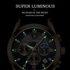 Men's Leather Strap Watch with Stopwatch