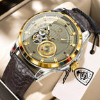 POEDAGAR Casual Luxury Men Clock Luminous Hollow Tourbillon Automatic Man Wristwatch Mechanical Leather Men's Watches Reloj Male