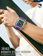 SMAEL 8142 Men's Analog Digital Dual Display Watch - 50M Waterproof LED Backlight Alarm Chronograph Stopwatch