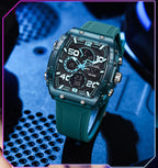 SMAEL 8109 Men's Square Analog Digital Dual Display Watch - 50M Waterproof LED Backlight Alarm Chronograph Calendar