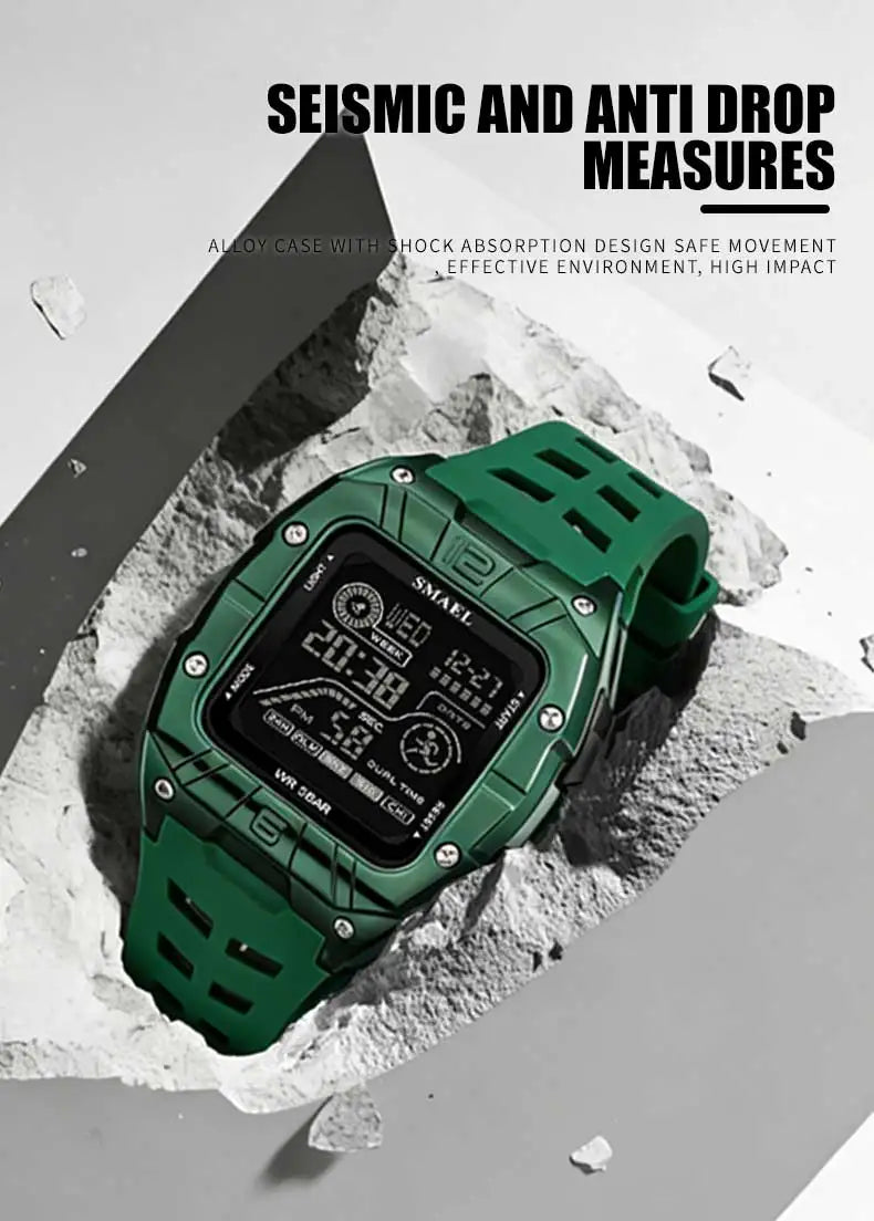 SMAEL 8127 Men's Digital Sport Watch - 50M Waterproof LED Backlight Alarm Chronograph Stopwatch