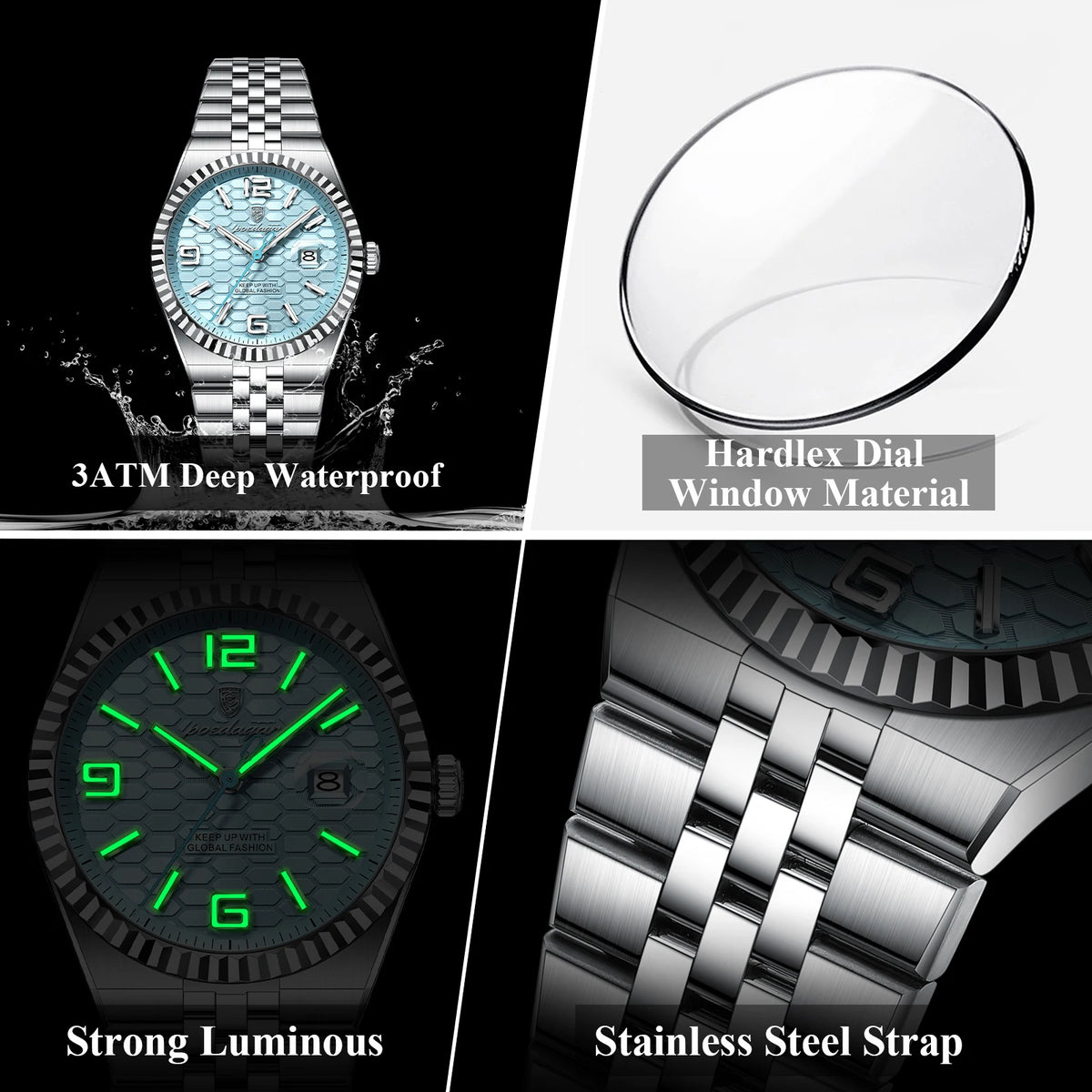 Men's Stainless Steel Sport Watch, Arabic Dial