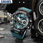 SMAEL Men Watches  50m Waterproof Sports Watch Military Man Sports Watch Digital 8072 Dual Display Watch  Quartz  Led Digital