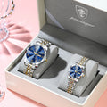 POEDAGAR Top Fashion Watches For Couple Waterproof Date Week Couple's Watches Quartz Stainless Steel Couple Watch Lovers Set+Box