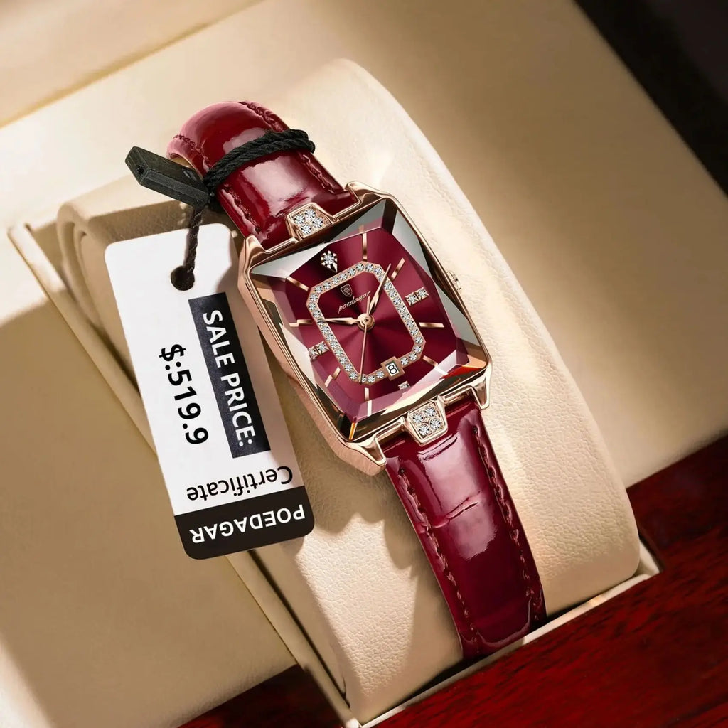 Women's Rectangle Leather Watch