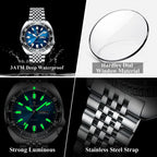 POEDAGAR Luxury Sports Men Wristwatch Quartz Luminous Waterproof Calendar Week Man Clock Stainless Steel Men's Watches Reloj+Box