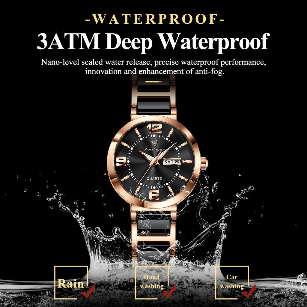 Women's Stainless Steel Watch with Week Display