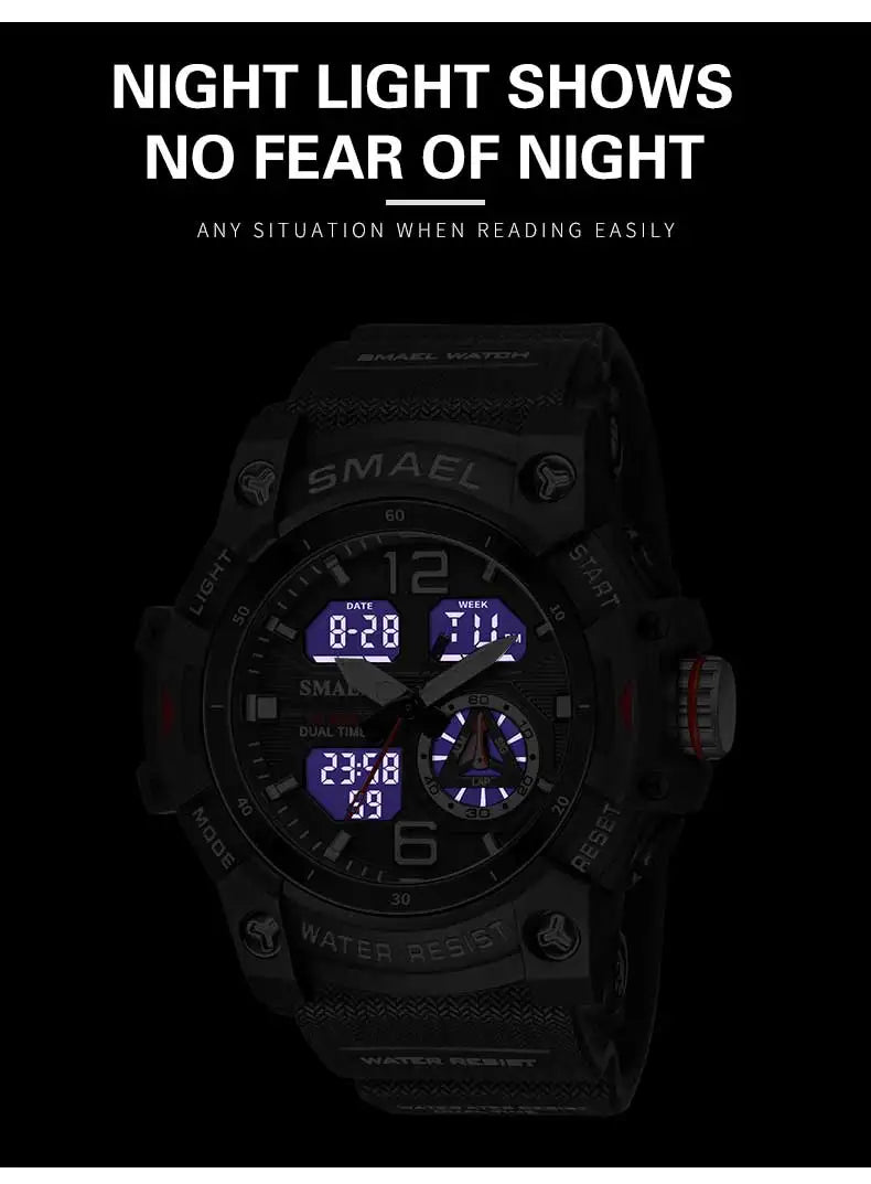 SMAEL 8007 Men’s Transparent Fashion Watch — 50-metre water resistance, LED backlight, alarm, chronograph, stopwatch