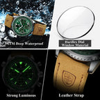 POEDAGAR Top Luxury Man Wristwatch Sport Fashion Leather Quartz Watch For Men Chronograph Date Waterproof Luminous Men's Watches