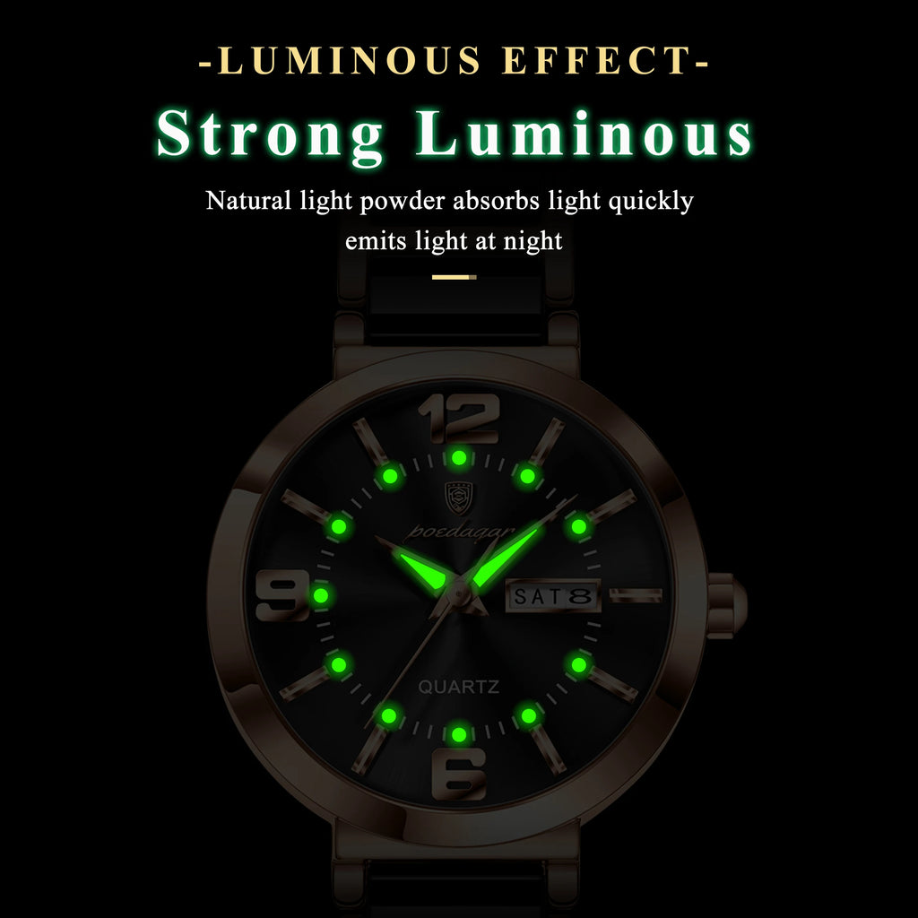 Women's Stainless Steel Watch with Week Display