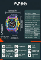 SMAEL 8142 Men's Analog Digital Dual Display Watch - 50M Waterproof LED Backlight Alarm Chronograph Stopwatch