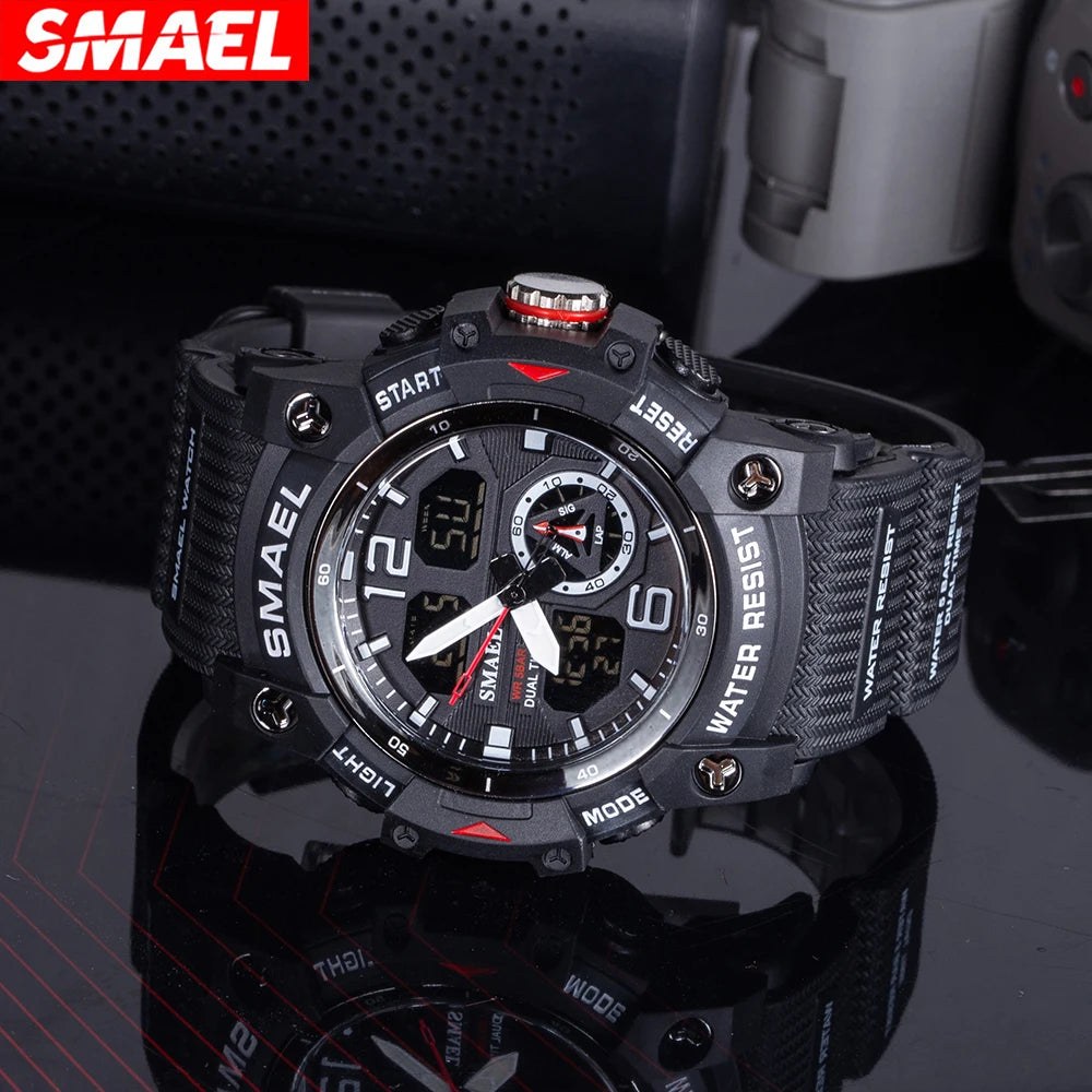 SMAEL 8007 Men’s Transparent Fashion Watch — 50-metre water resistance, LED backlight, alarm, chronograph, stopwatch