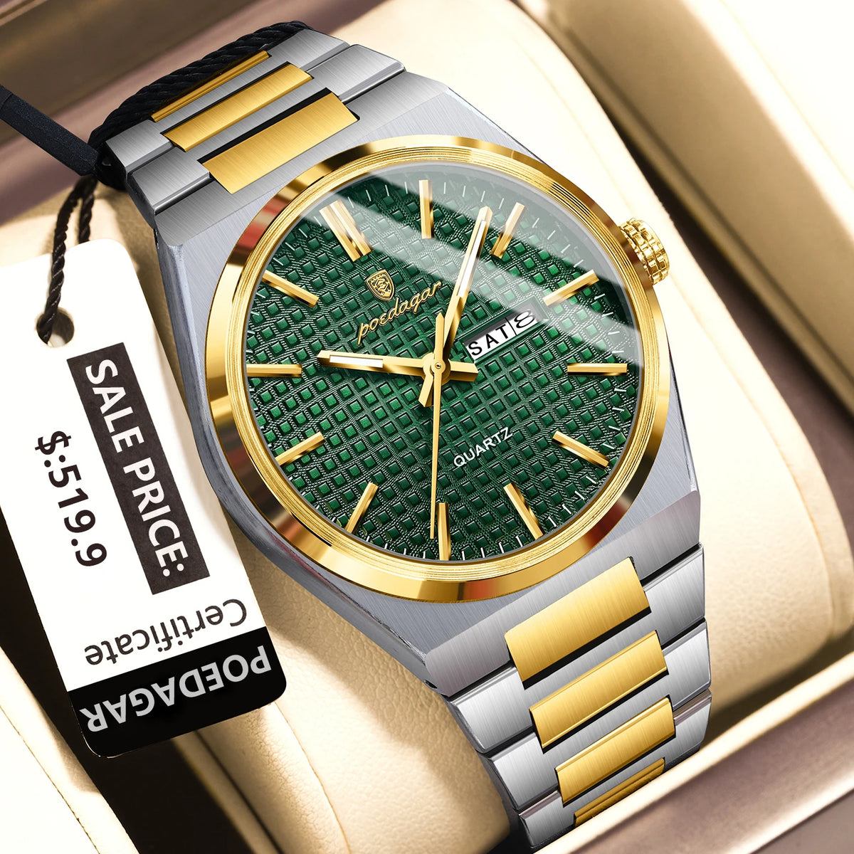 POEDAGAR Luxury Men Watch Date Week Waterproof Luminous Stainless Steel Watch For Man Casual Quartz Men's Watches Male Sport+Box