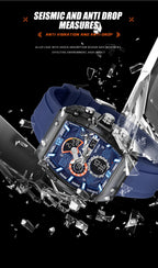 SMAEL 8109 Men's Square Analog Digital Dual Display Watch - 50M Waterproof LED Backlight Alarm Chronograph Calendar
