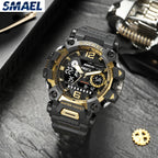 SMAEL Men Watches  50m Waterproof Sports Watch Military Man Sports Watch Digital 8072 Dual Display Watch  Quartz  Led Digital