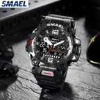 SMAEL Men Watches  50m Waterproof Sports Watch Military Man Sports Watch Digital 8072 Dual Display Watch  Quartz  Led Digital