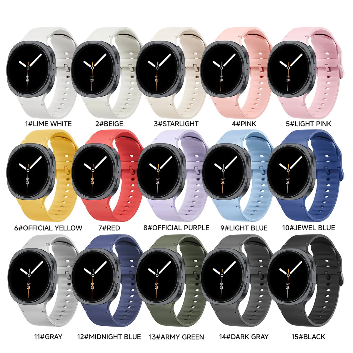 1:1 Sport Band for Samsung Galaxy watch 9 8 44mm 40mm 8 classic 46mm Wrist Replacement Belt Bracelet Correa Galaxy watch8 Straps