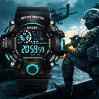 Fashion Men's Watch Sports Electronic Wristwatch Large Dial Multifunctional Waterproof Luminous Alarm Kids Male's Military Watch