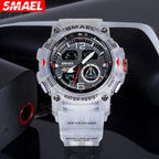 SMAEL 8007 Men’s Transparent Fashion Watch — 50-metre water resistance, LED backlight, alarm, chronograph, stopwatch