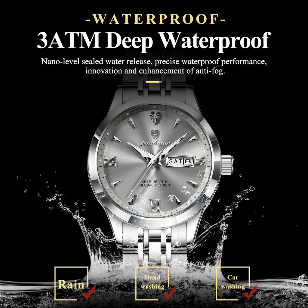 POEDAGAR Original Watch For Woman Waterproof Luminous Date Week Ladies Watch Stainless Steel Quartz Women's Watches Female Reloj