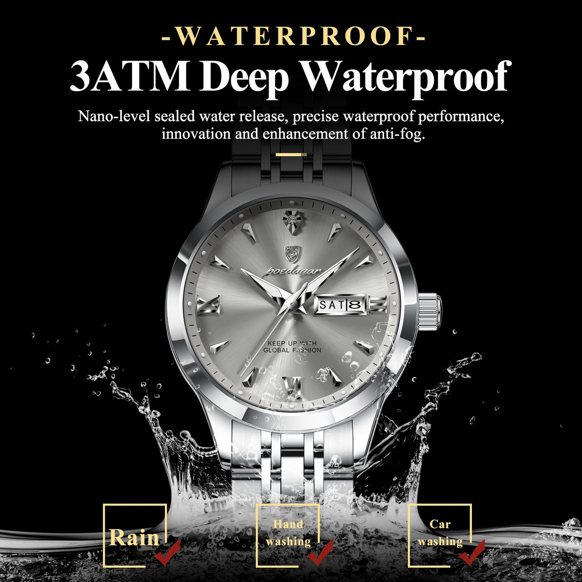 POEDAGAR Original Watch For Woman Waterproof Luminous Date Week Ladies Watch Stainless Steel Quartz Women's Watches Female Reloj