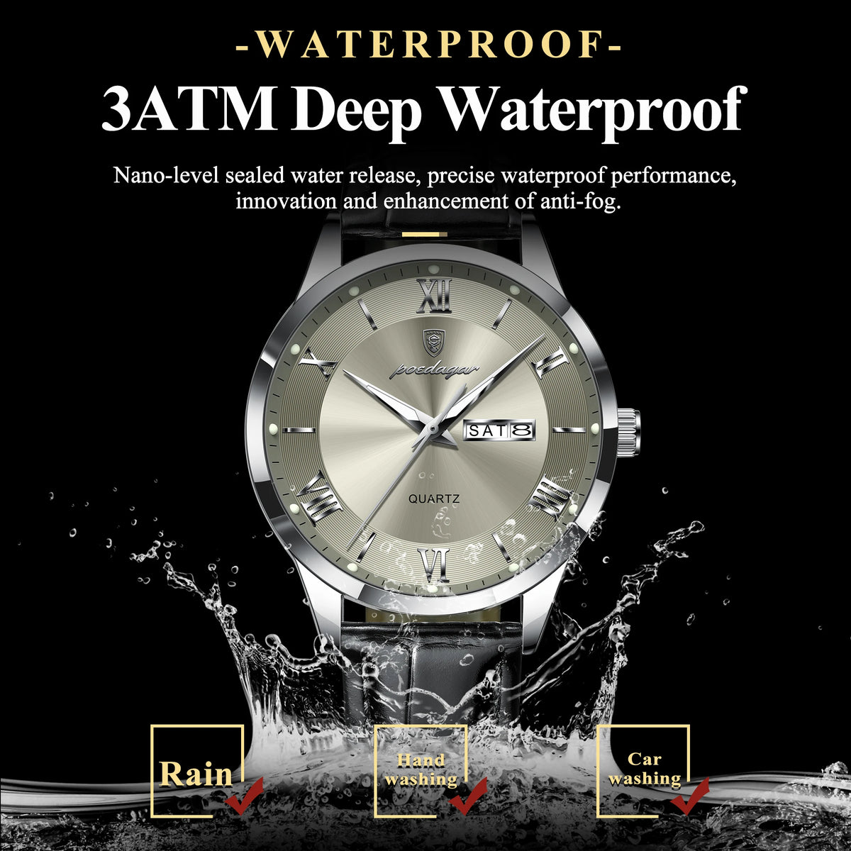 POEDAGAR Luxury Watch For Man Military Sport Leather Men Quartz Watch Waterproof Luminous Date Week Men's Watches Male Reloj+Box
