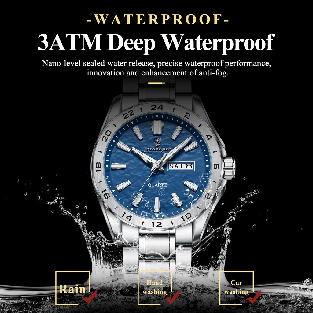 POEDAGAR Sport Luxury Man Wristwatch High Quality Waterproof Luminous Watch For Men Fashion Date Week Quartz Men's Watches Reloj