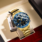 POEDAGAR Top Original Men Clock LED Luminous Waterproof Week Date Man Wristwatch Electronic Stainless Steel Quartz Men's Watches