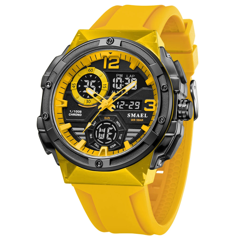 SMAEL Brand Watches 50m Waterproof Sports Watch Quartz Stopwatches 8118 Led Watches Digital Alarm Clock Men's Wristwatches Gifts