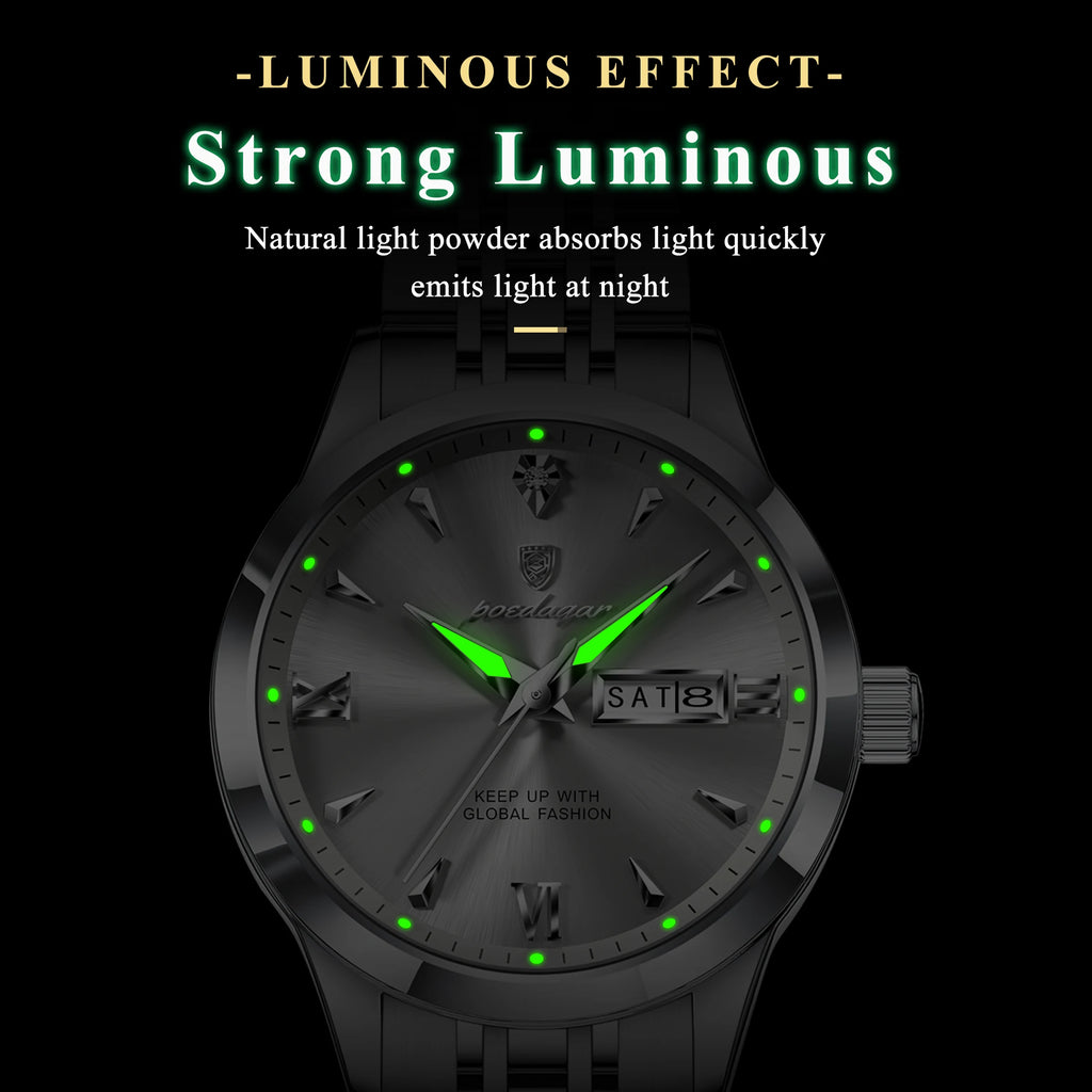 POEDAGAR Original Watch For Woman Waterproof Luminous Date Week Ladies Watch Stainless Steel Quartz Women's Watches Female Reloj
