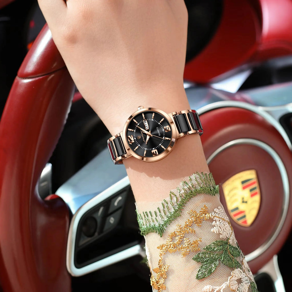 Women's Stainless Steel Watch with Week Display