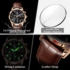 POEDAGAR Luxury Sports Watch For Men Waterproof Luminous Date Chronograph Man Wristwatch Leather Quartz Men's Watches Male Reloj