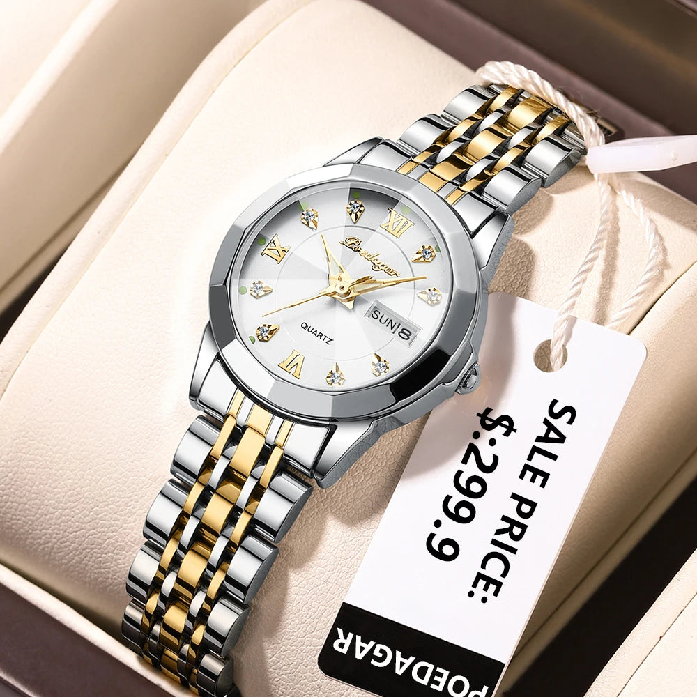 Women's Stainless Steel Dress Watch, Roman Numerals
