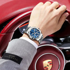 POEDAGAR Business Man Wristwatch Date Chronograph Waterproof Luminous Luxury Men Watch Stainless Steel Quartz Men's Watches Male