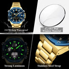 POEDAGAR Top Original Men Clock LED Luminous Waterproof Week Date Man Wristwatch Electronic Stainless Steel Quartz Men's Watches