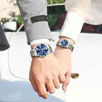 POEDAGAR Top Fashion Watches For Couple Waterproof Date Week Couple's Watches Quartz Stainless Steel Couple Watch Lovers Set+Box