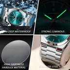 POEDAGAR Luxury Quartz Man Wristwatch Sport Men Watches Waterproof Luminous Date Week Stainless Steel Men's Watch Male Reloj+box