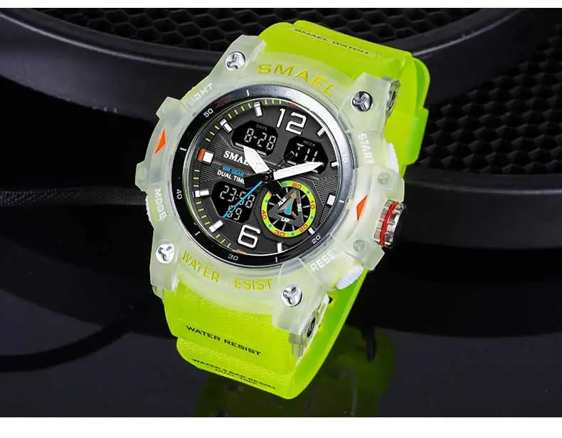SMAEL 8007 Men’s Transparent Fashion Watch — 50-metre water resistance, LED backlight, alarm, chronograph, stopwatch