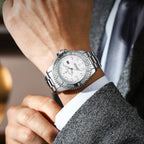 POEDAGAR men's stainless steel quartz watch with round case and luminous hands — photo 4