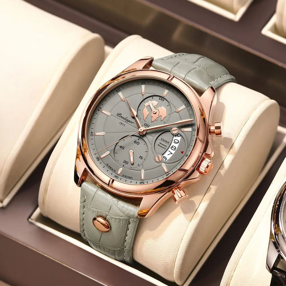 Men's Leather Strap Chronograph Watch