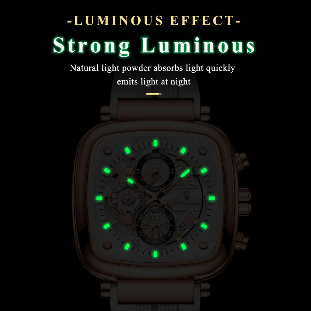 POEDAGAR Sports Watches For Men Fashion Waterproof Luminous Date Man Wristwatch Chronograph Quartz Silicone Men Watch Male Reloj