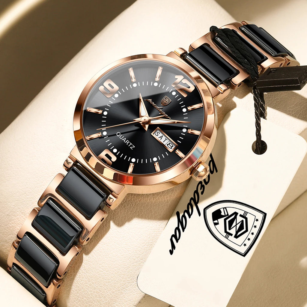 Women's Stainless Steel Watch with Week Display