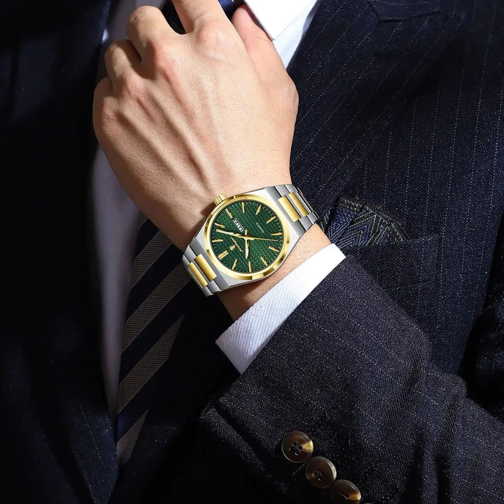 POEDAGAR Luxury Men Watch Date Week Waterproof Luminous Stainless Steel Watch For Man Casual Quartz Men's Watches Male Sport+Box