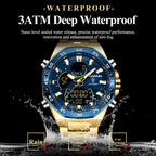 POEDAGAR Top Original Men Clock LED Luminous Waterproof Week Date Man Wristwatch Electronic Stainless Steel Quartz Men's Watches