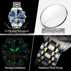 POEDAGAR Luxury Men Watch Top Original Waterproof Luminous Chronograph Man Wristwatch Stainless Steel Quartz Men's Watches Reloj