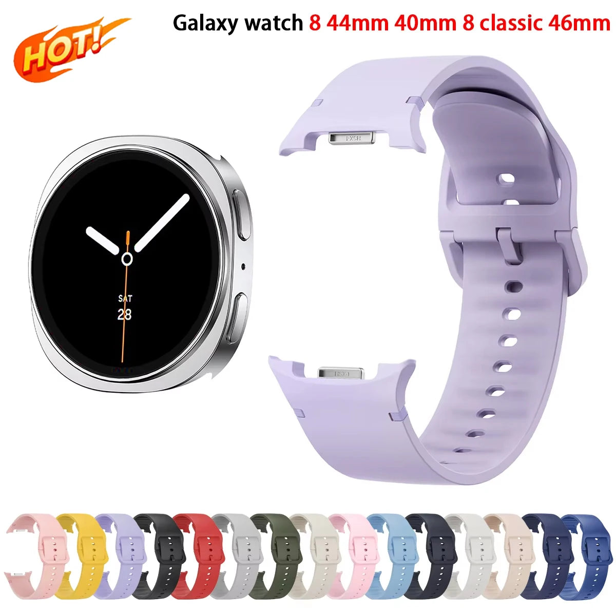 1:1 Sport Band for Samsung Galaxy watch 9 8 44mm 40mm 8 classic 46mm Wrist Replacement Belt Bracelet Correa Galaxy watch8 Straps