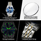 POEDAGAR Top Fashion Watches For Couple Waterproof Date Week Couple's Watches Quartz Stainless Steel Couple Watch Lovers Set+Box