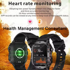 Rugged Military Smart Watch Men's Outdoor Watch LED Flashlight 2.01'' HD Touch Screen Voice Bluetooth Call Smartwatch Gifts HT30