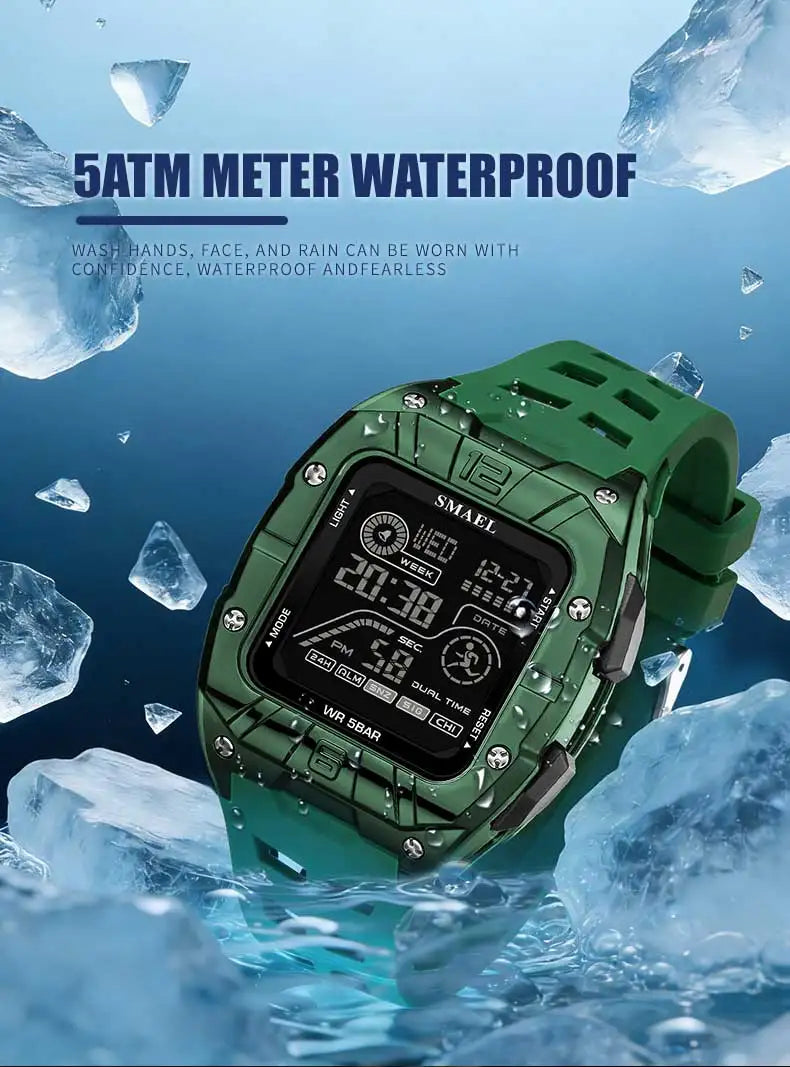 SMAEL 8127 Men's Digital Sport Watch - 50M Waterproof LED Backlight Alarm Chronograph Stopwatch