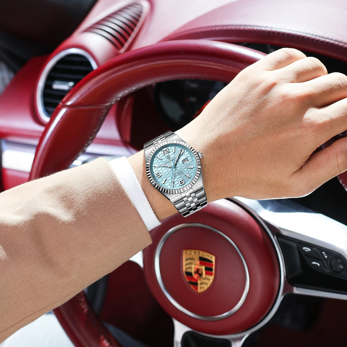 Men's Stainless Steel Sport Watch, Arabic Dial